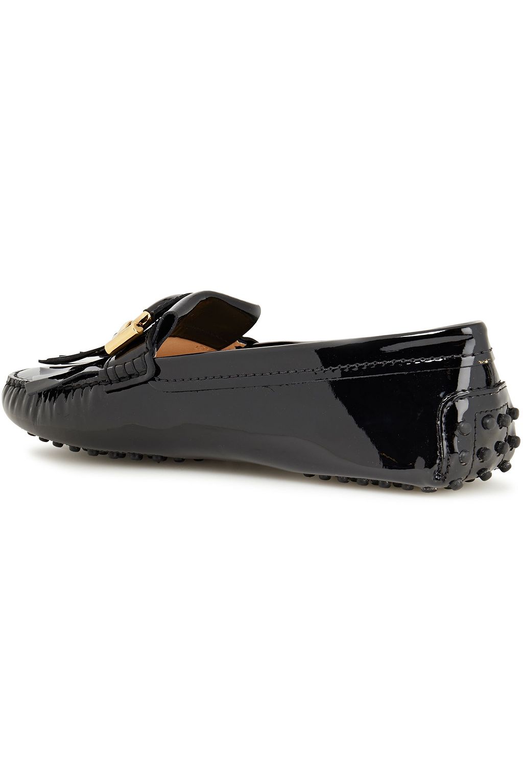 TOD'S T-Ring fringed patent-leather loafers