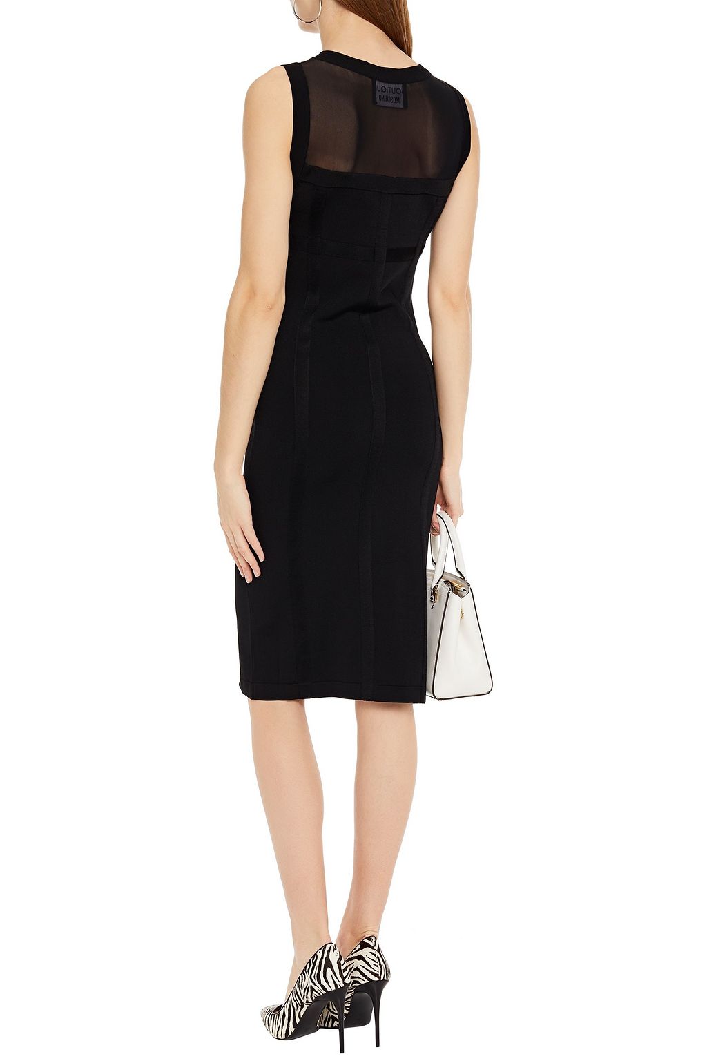 BOUTIQUE MOSCHINO Mesh-paneled stretch-knit dress