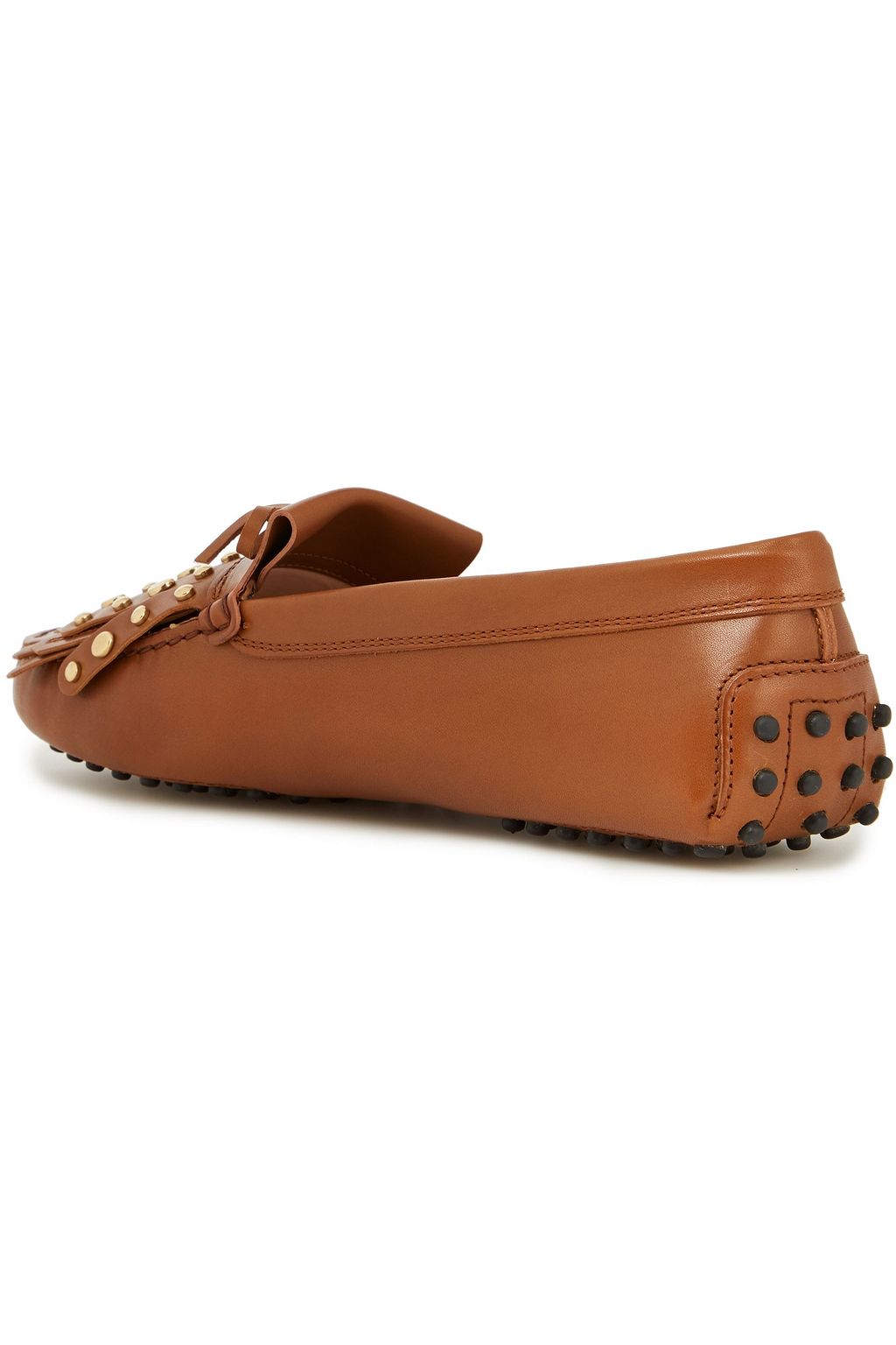 TOD'S حذاء لوفر من الجلد المزخرف بأزرار معدنية مزين بأشرطة