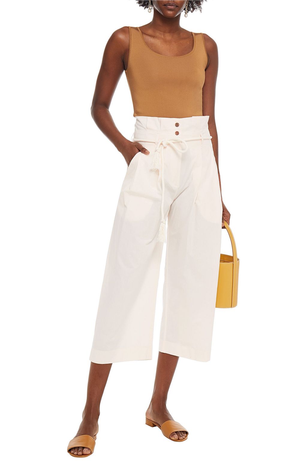 VANESSA BRUNO Nardo cropped pleated cotton wide-leg pants