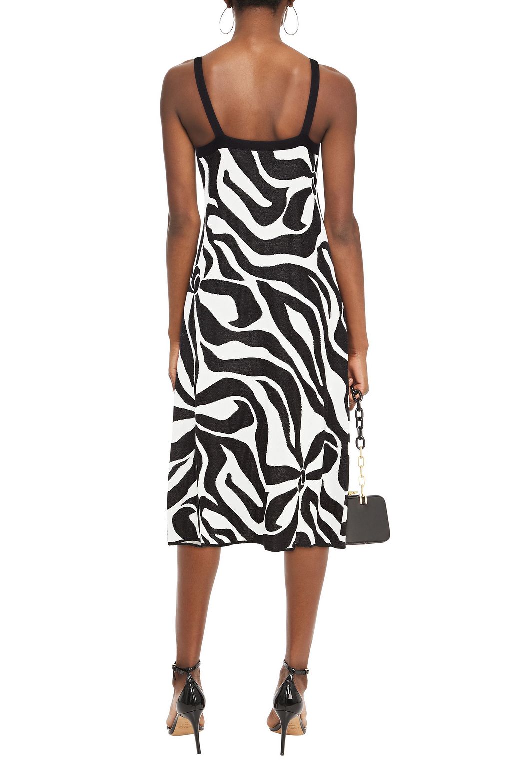 BOUTIQUE MOSCHINO Metallic jacquard-knit midi slip dress