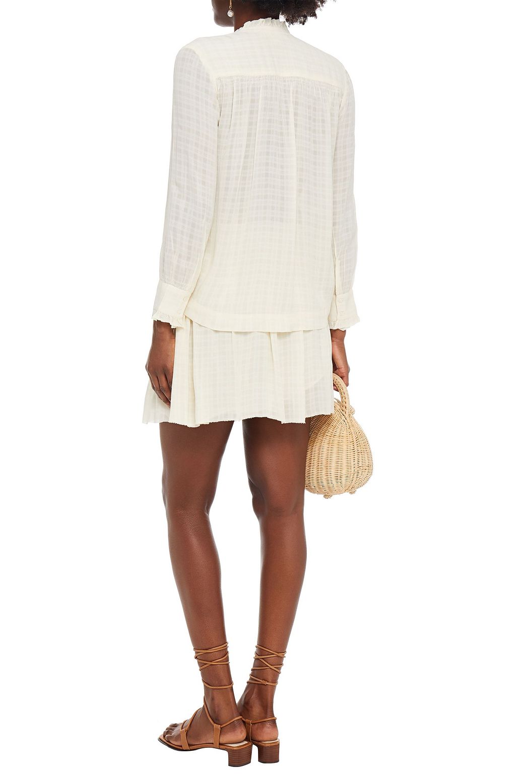 VANESSA BRUNO Cugy gathered gauze-jacquard mini skirt