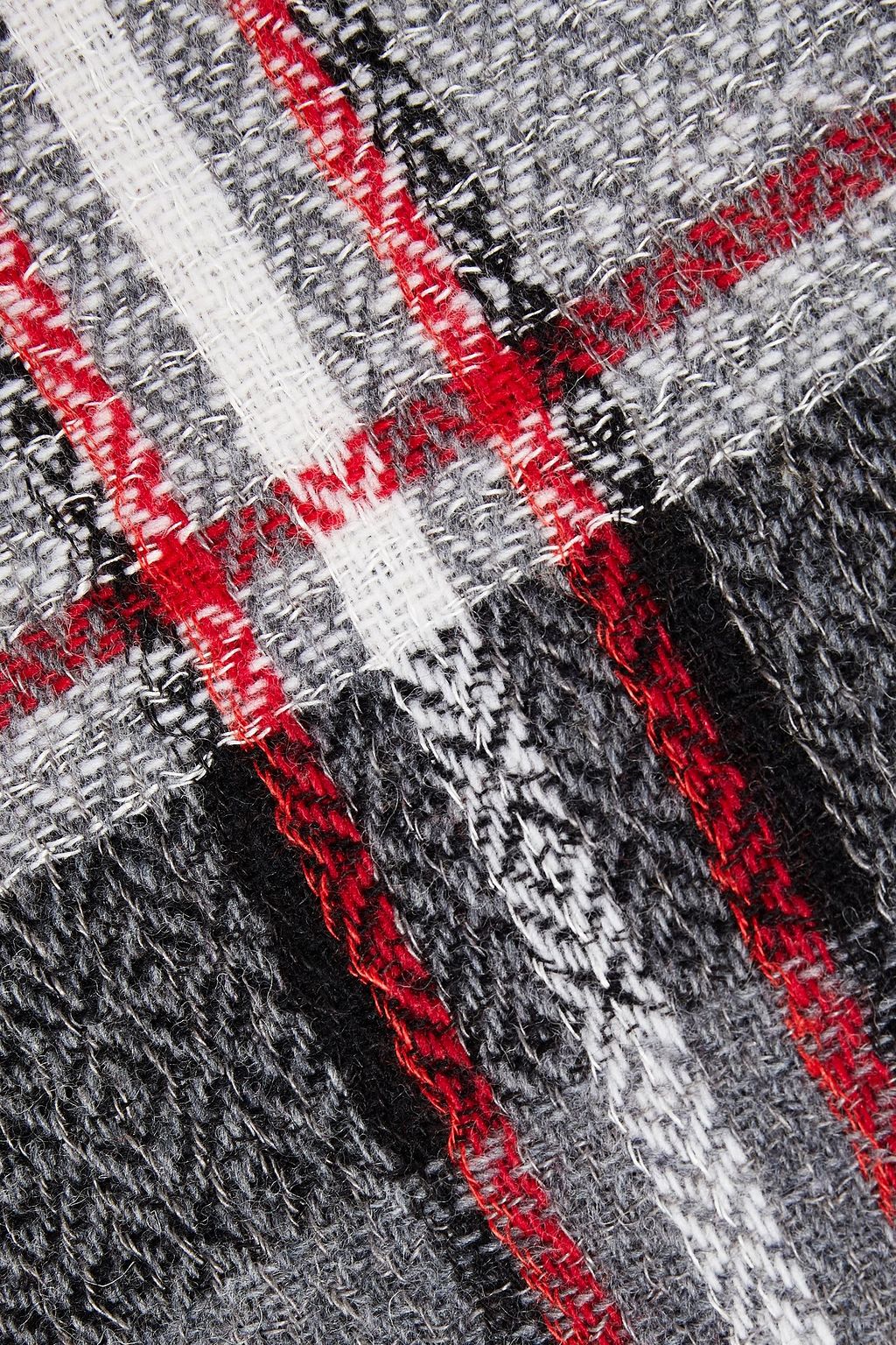 STELLA MCCARTNEY Frayed checked wool-blend jacquard scarf