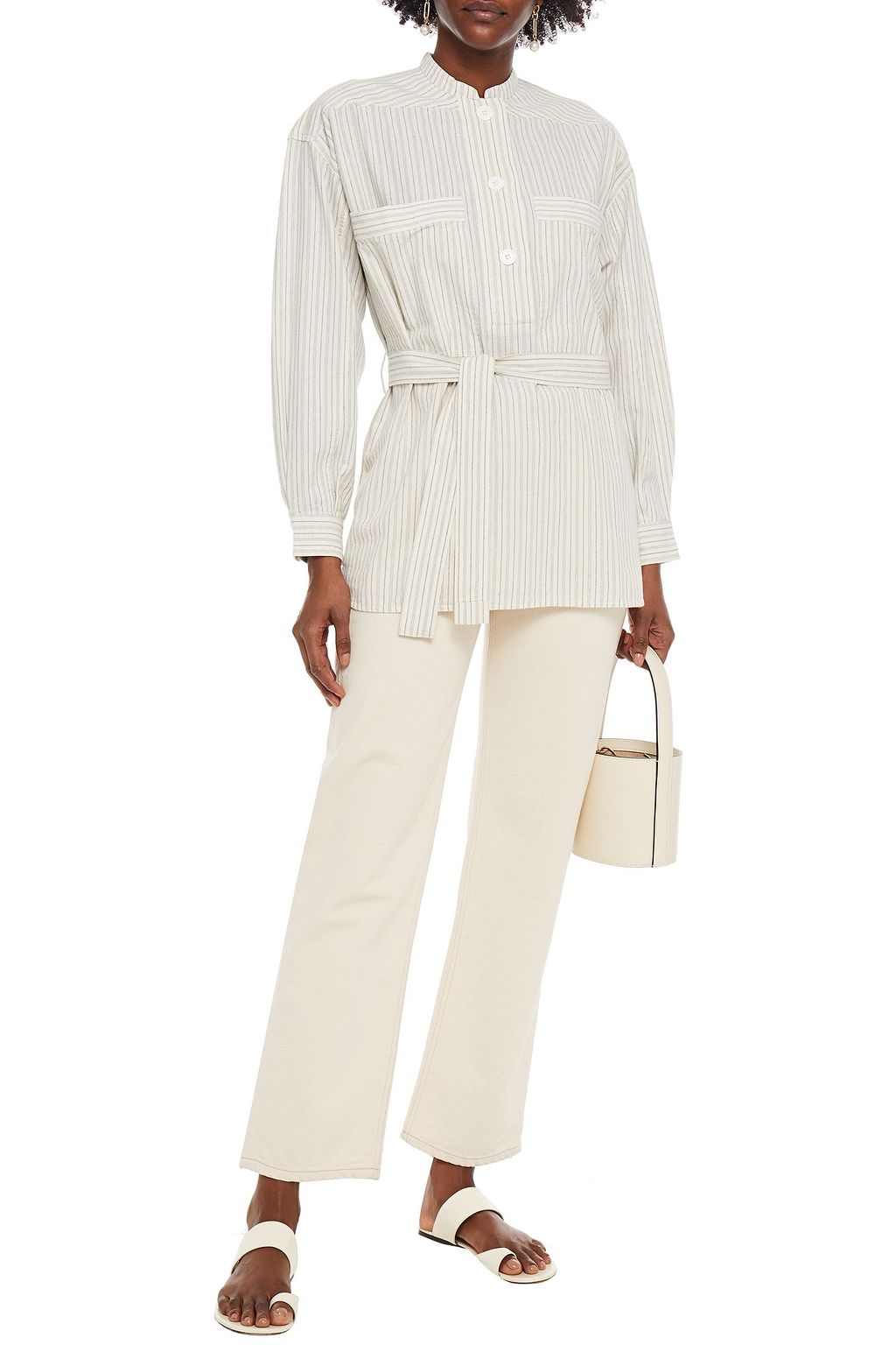 VANESSA BRUNO Belted striped cotton shirt