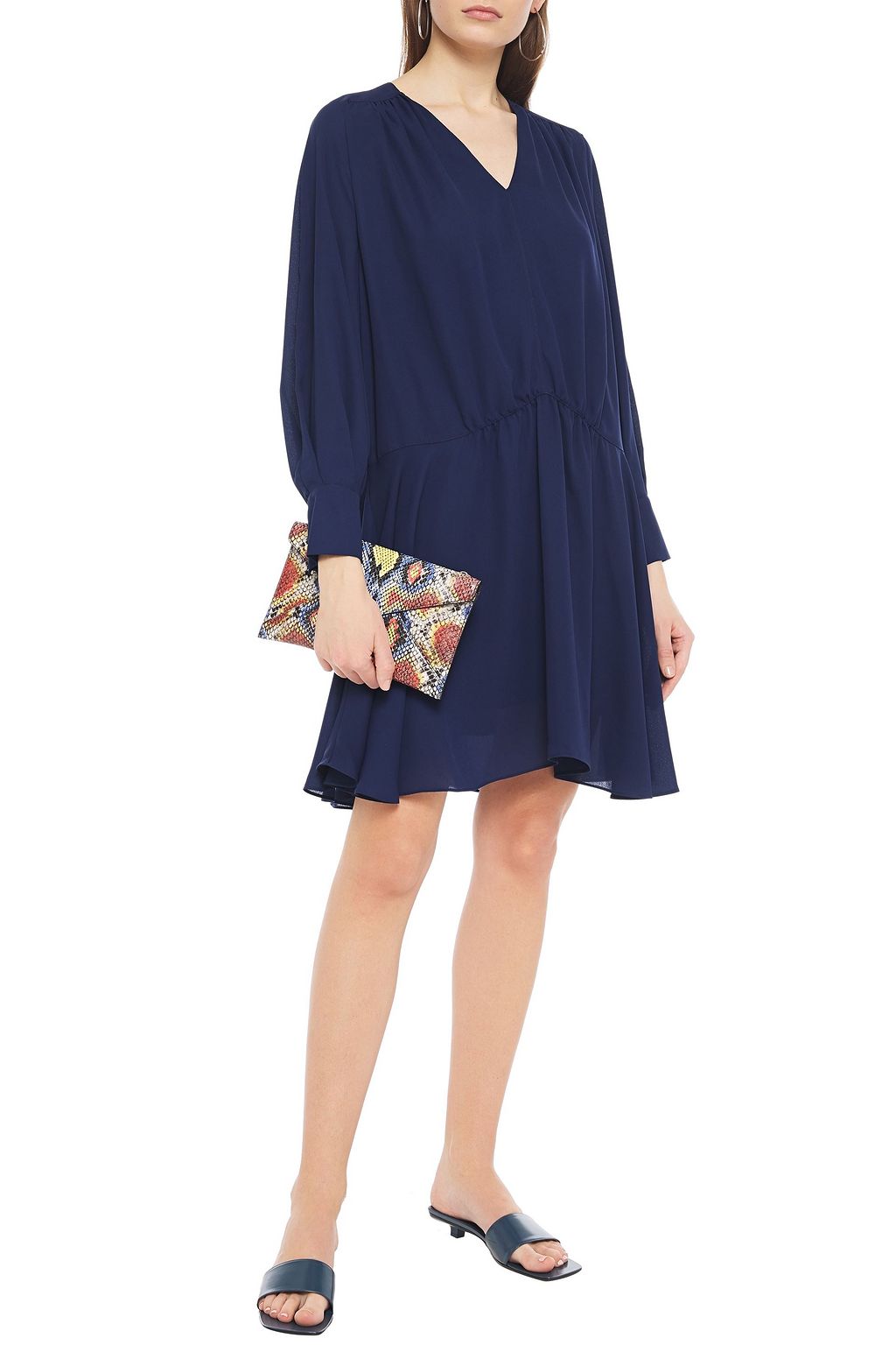 KENZO Gathered crepe de chine mini dress
