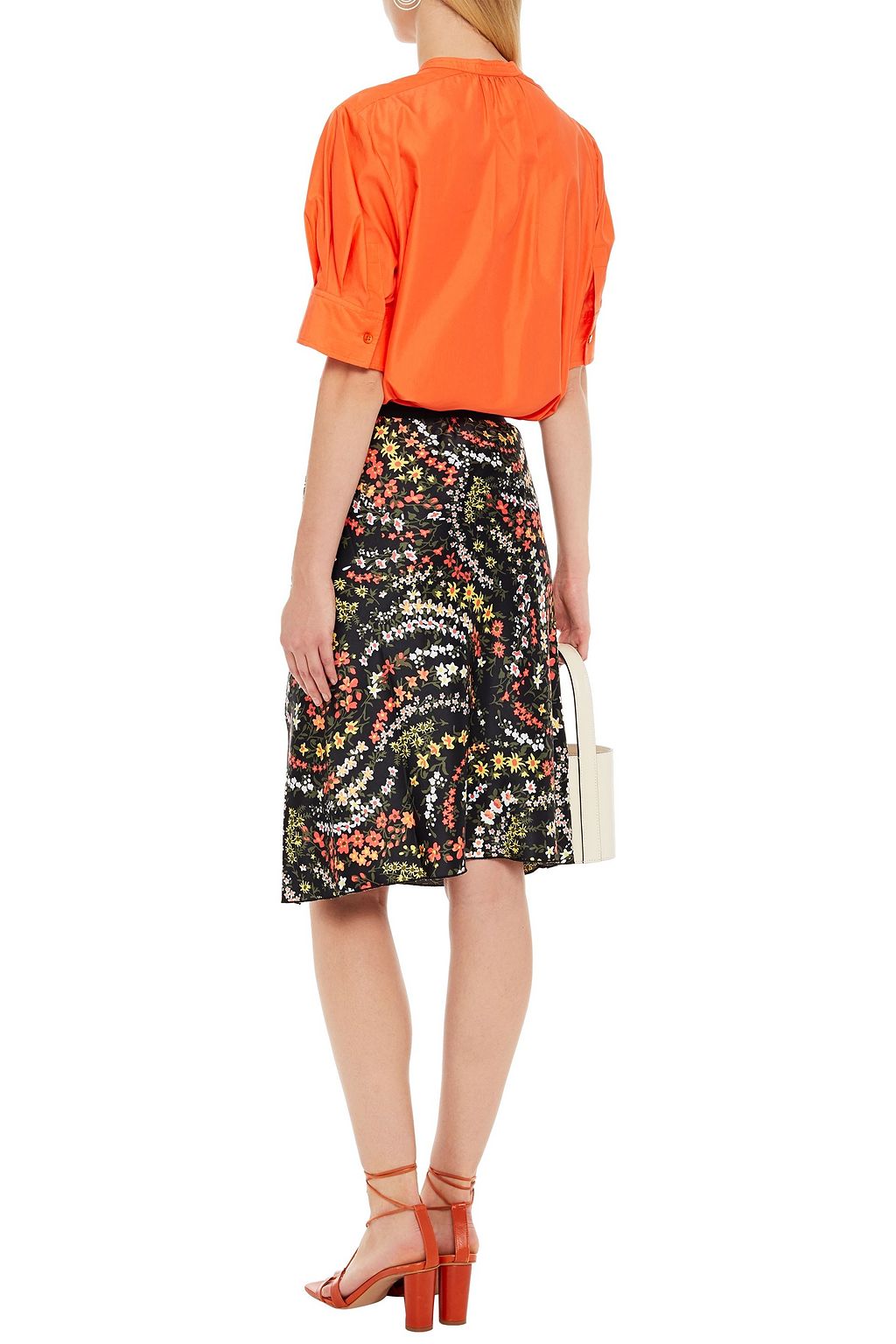 ATM ANTHONY THOMAS MELILLO Grosgrain-trimmed floral-print satin skirt