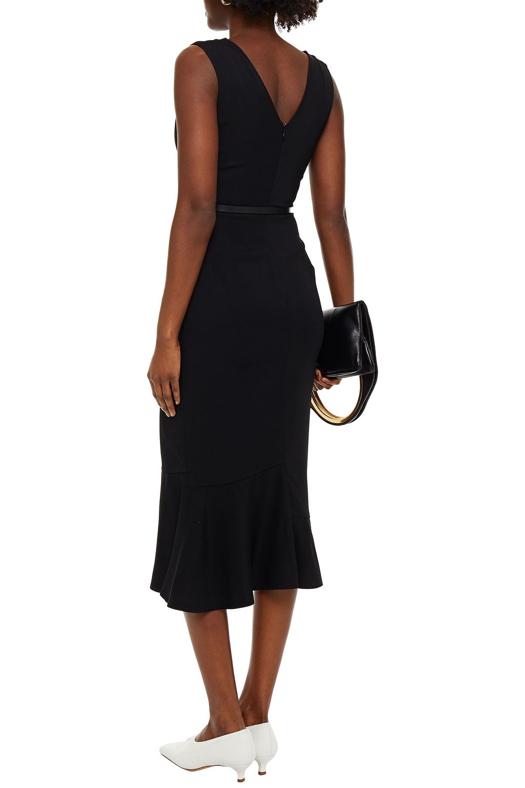 VICTORIA BECKHAM Belted fluted cady midi dress