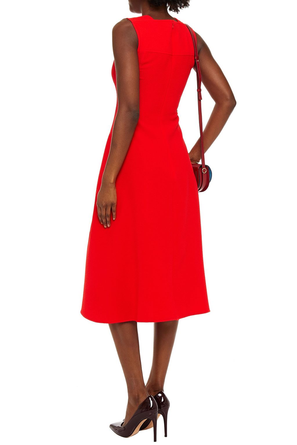 VICTORIA BECKHAM Pleated hammered-crepe midi dress