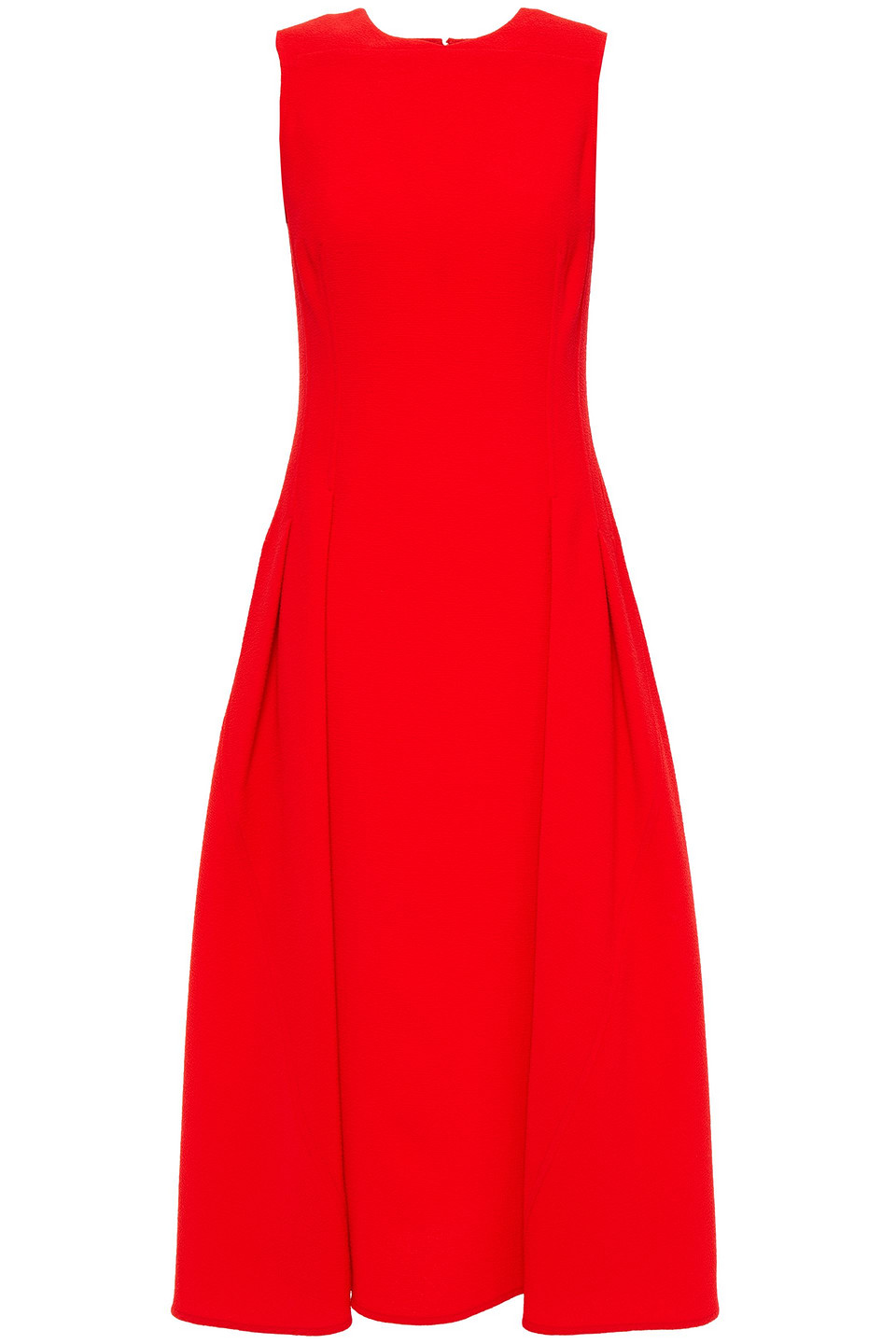 Pleated hammered-crepe midi dress