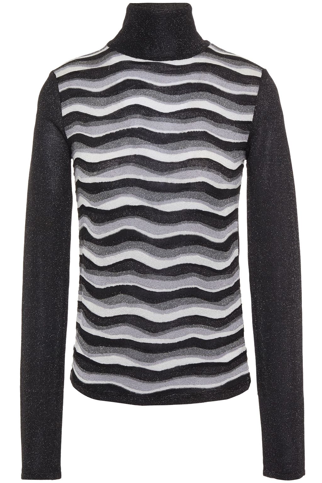 metallic turtleneck sweater