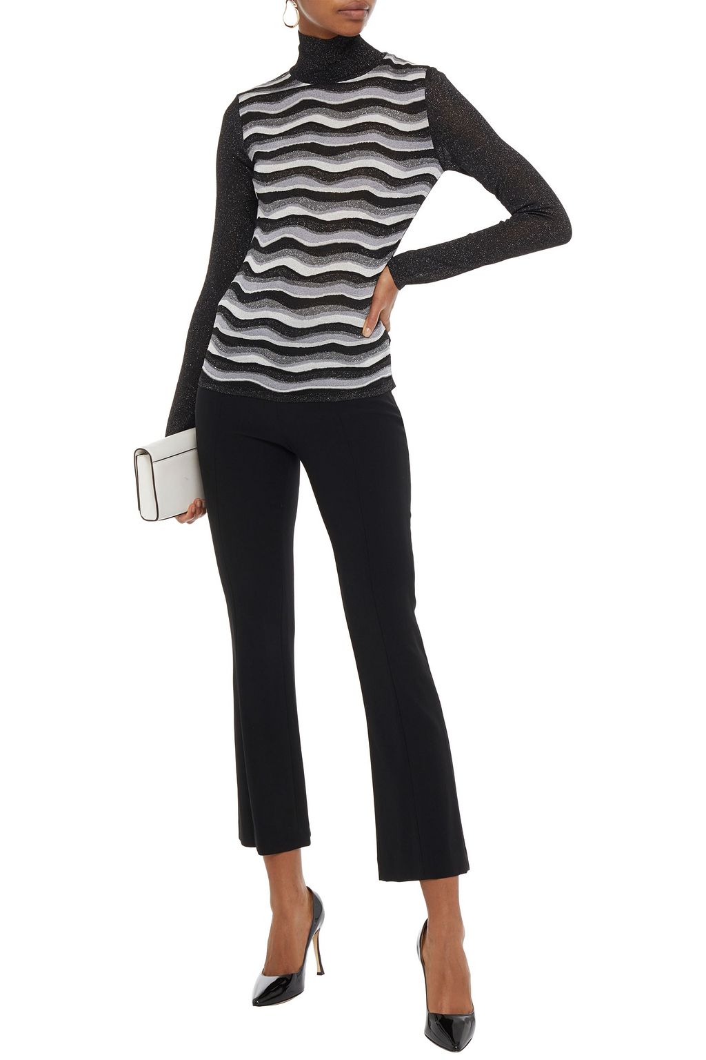 PUCCI Metallic striped stretch-knit turtleneck sweater