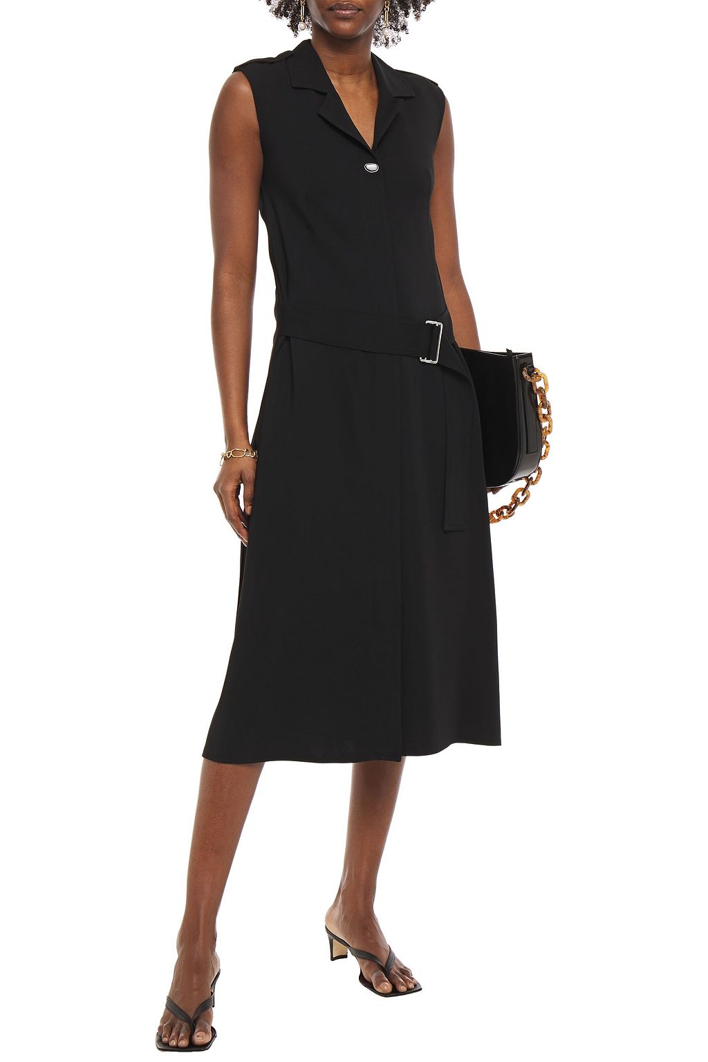VICTORIA BECKHAM Belted crepe midi dress