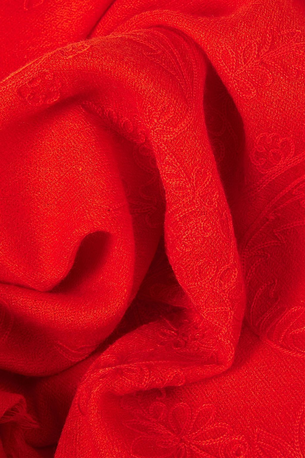 OSCAR DE LA RENTA Embroidered wool and silk-blend scarf