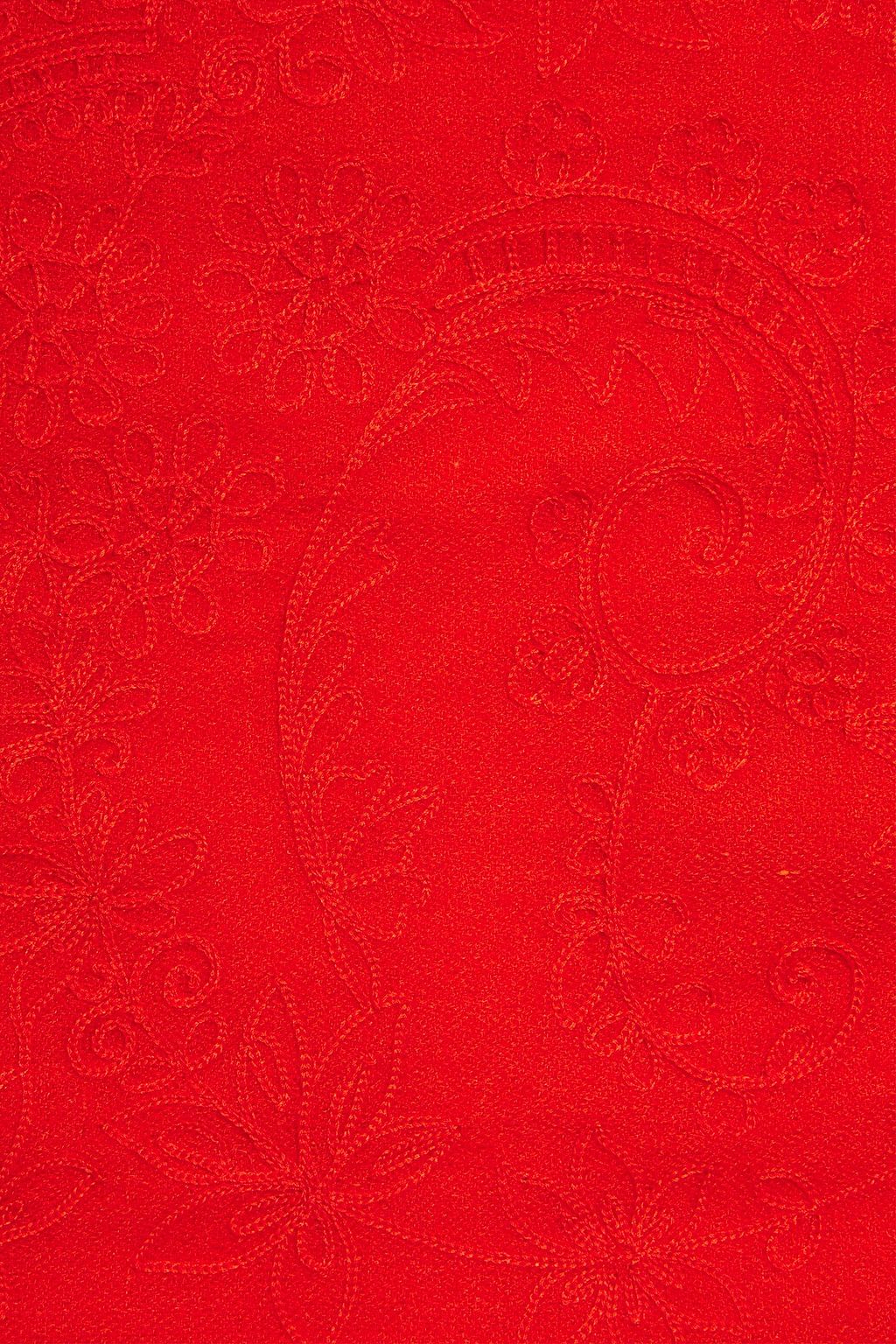OSCAR DE LA RENTA Embroidered wool and silk-blend scarf