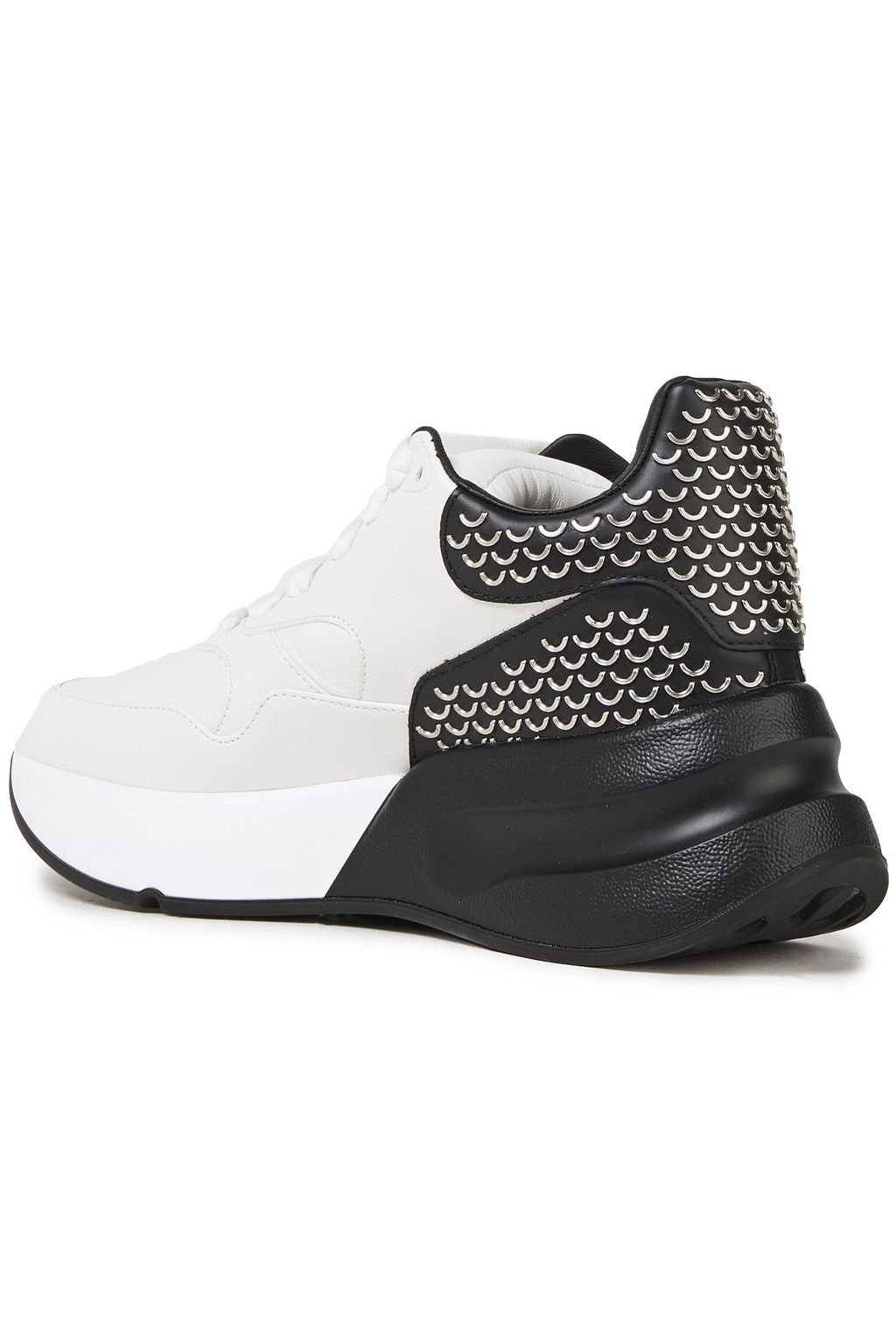 MCQUEEN Oversized Runner embellished two-tone leather sneakers