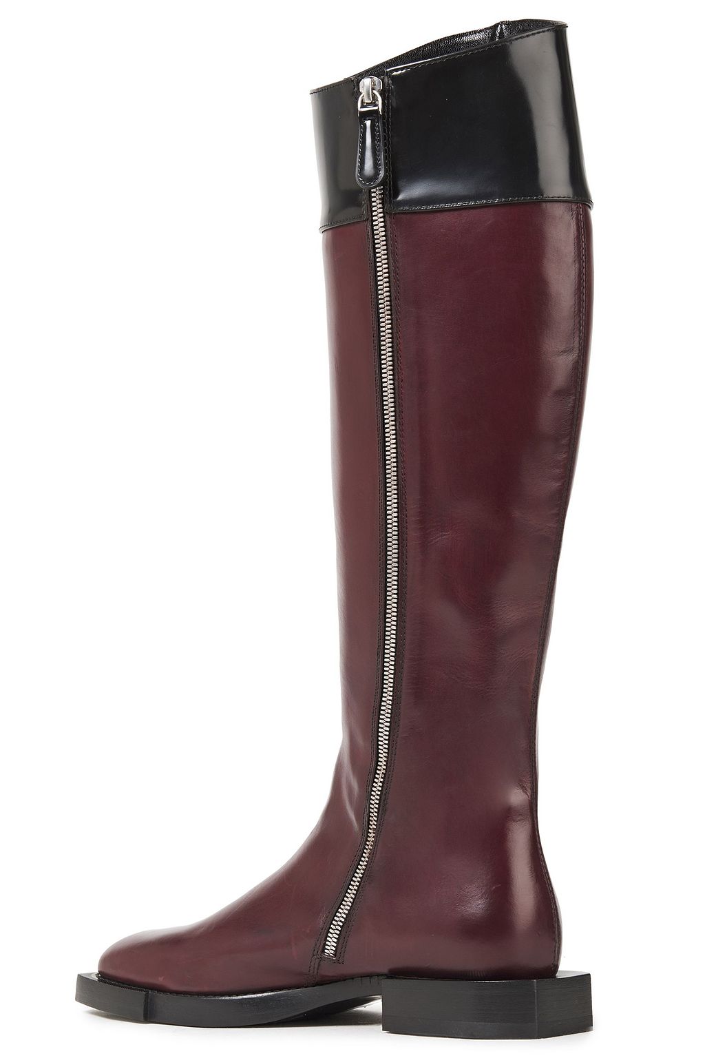 MCQUEEN Two-tone leather knee boots