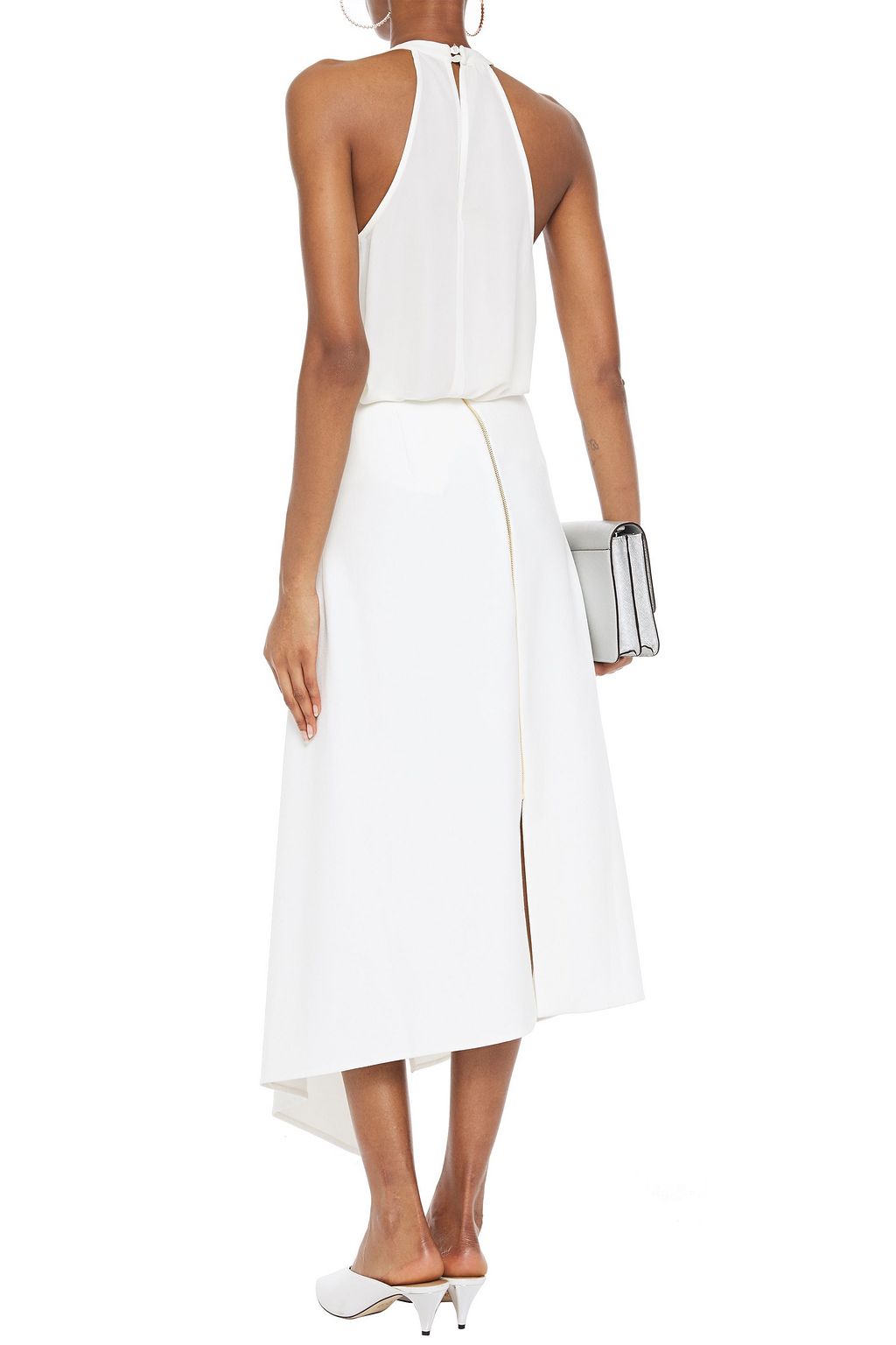 ROLAND MOURET Draped stretch-crepe midi skirt