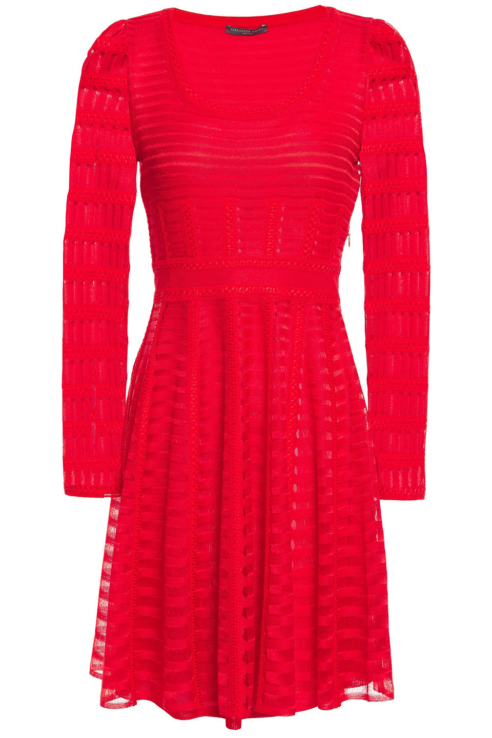 Alexander Mcqueen Woman Embroidered Open-knit Mini Dress Red Size L