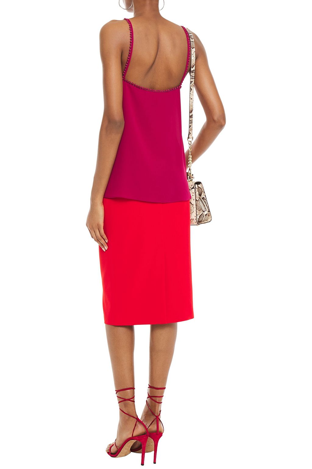 MCQUEEN Picot-trimmed silk camisole