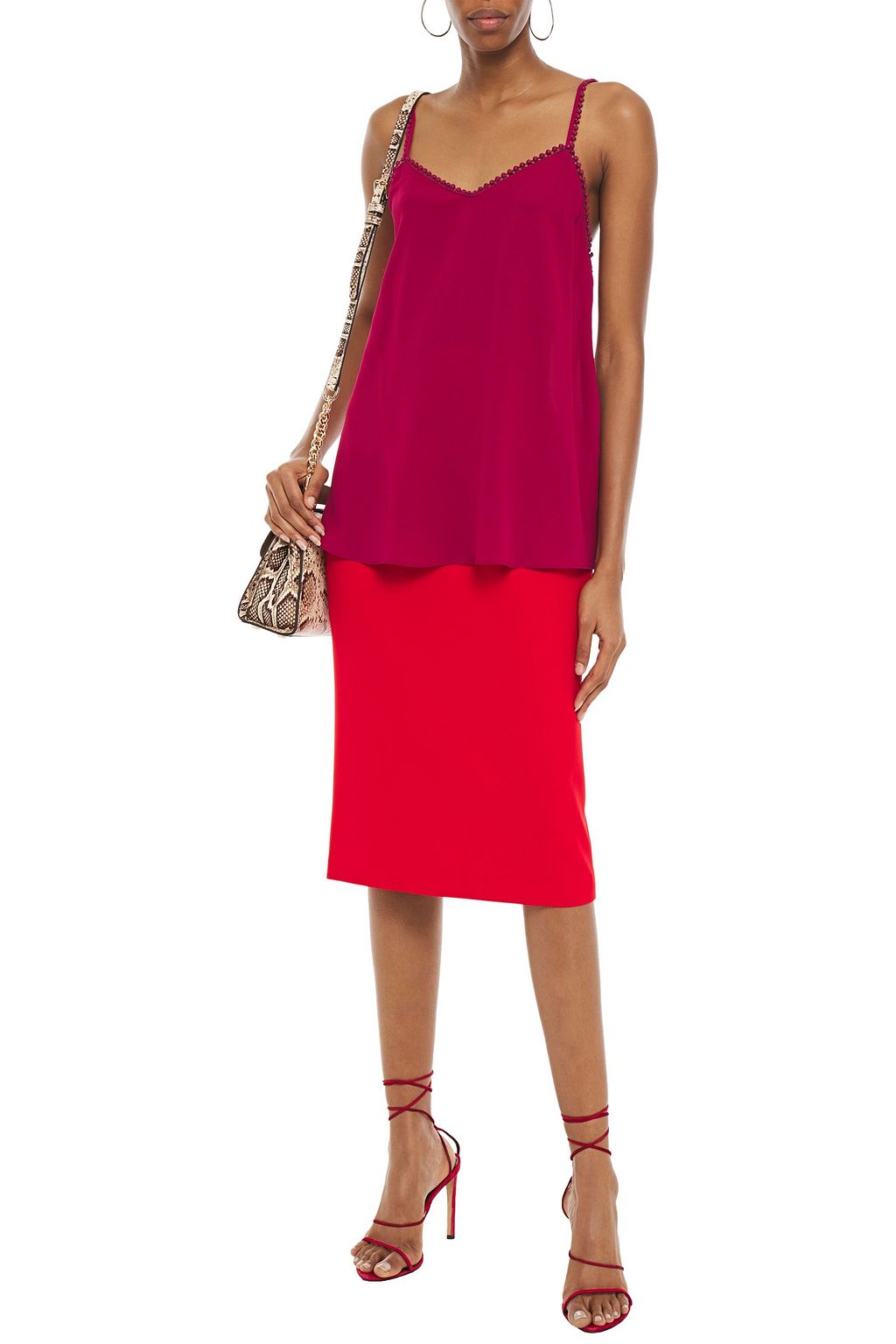 MCQUEEN Picot-trimmed silk camisole