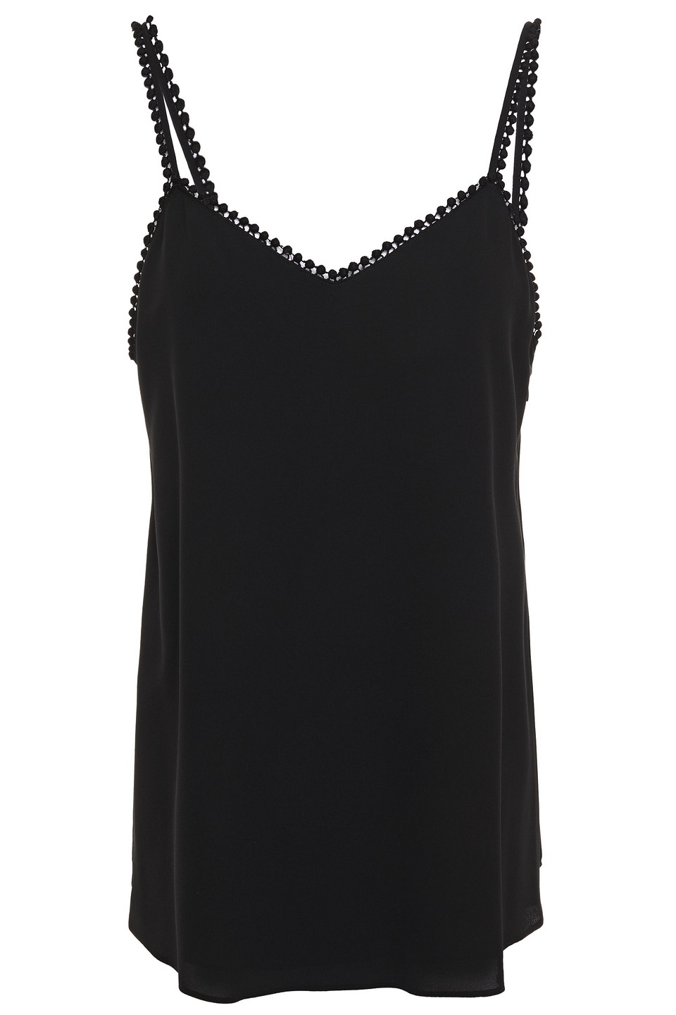 Alexander Mcqueen Woman Picot-trimmed Silk Camisole Black Size 38