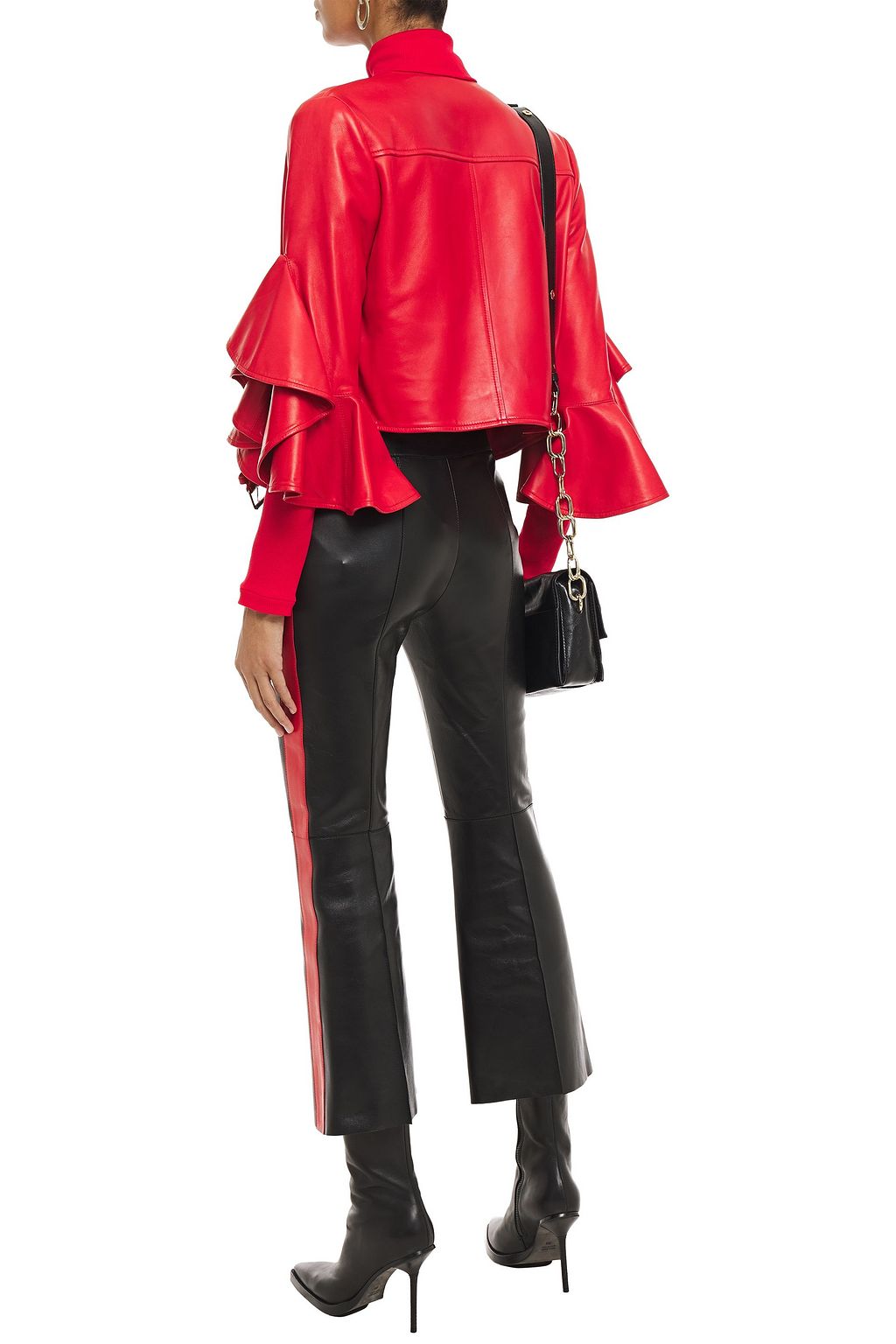 MCQUEEN Striped leather kick-flare pants