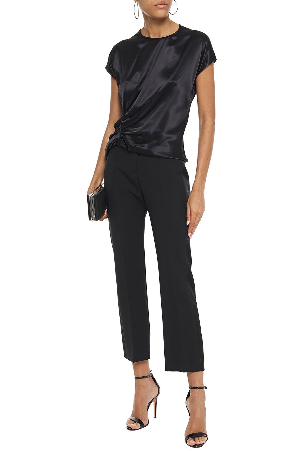 MCQUEEN Cropped wool-blend crepe straight-leg pants