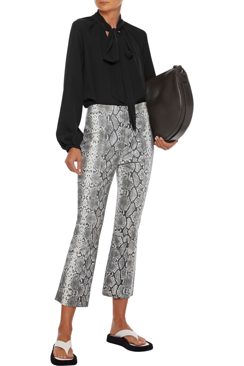 THEORY Pussy-bow silk crepe de chine blouse