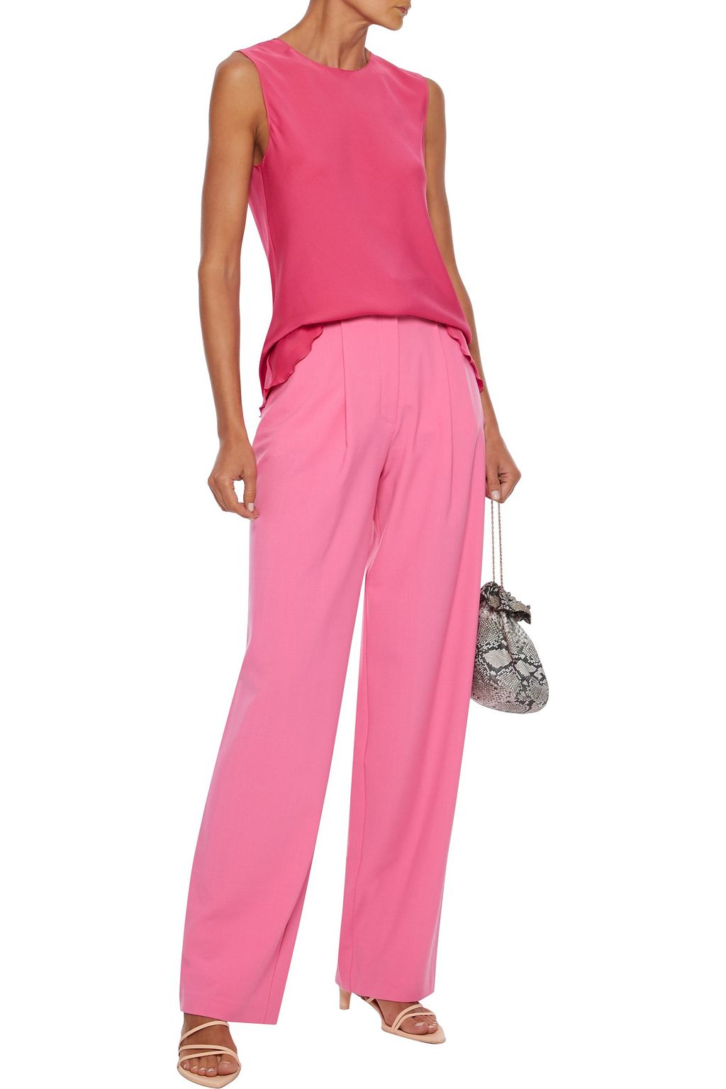 THEORY Ruffle-trimmed silk-blend crepe de chine tank