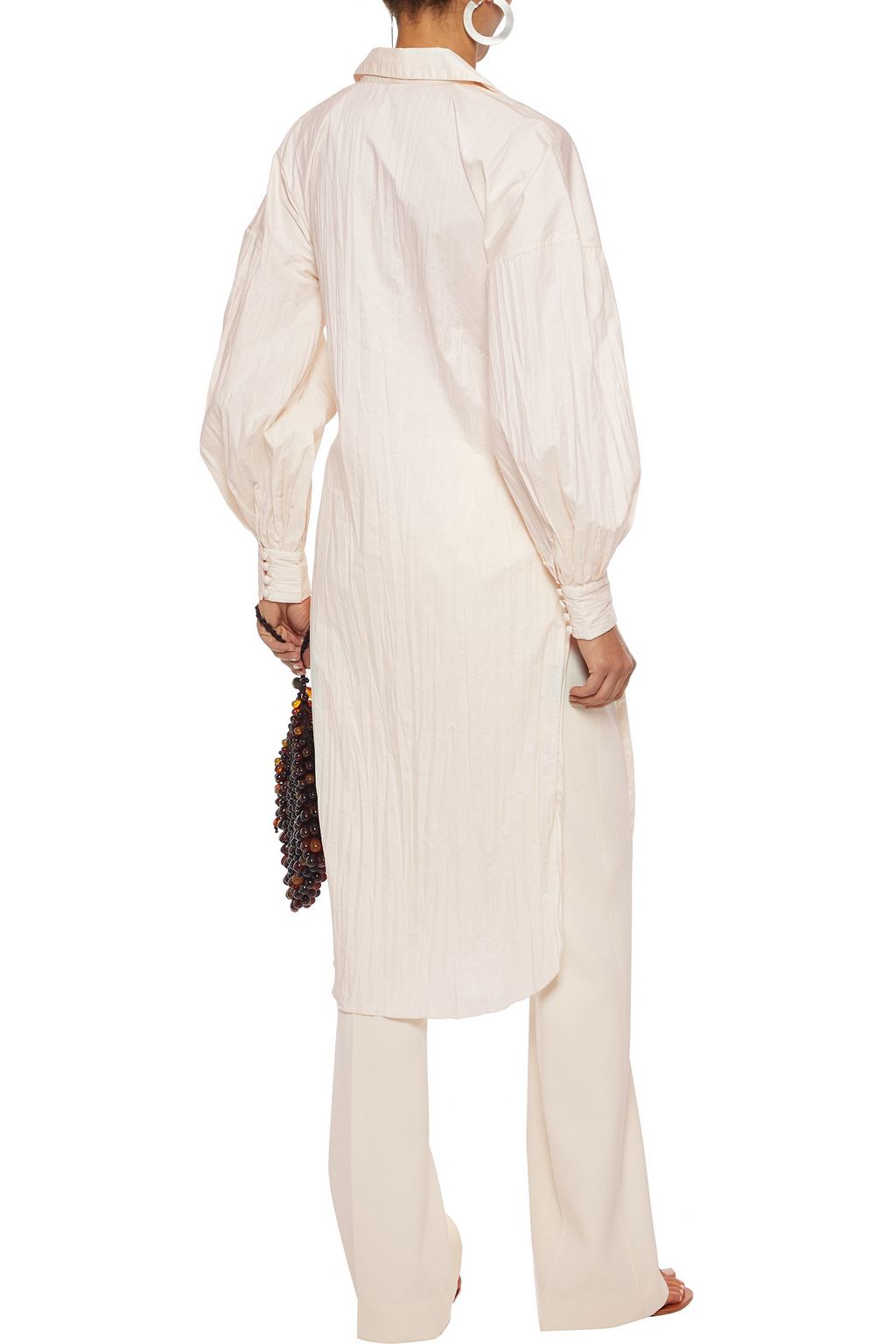 JOHANNA ORTIZ Belted crinkled cotton-blend jacquard tunic