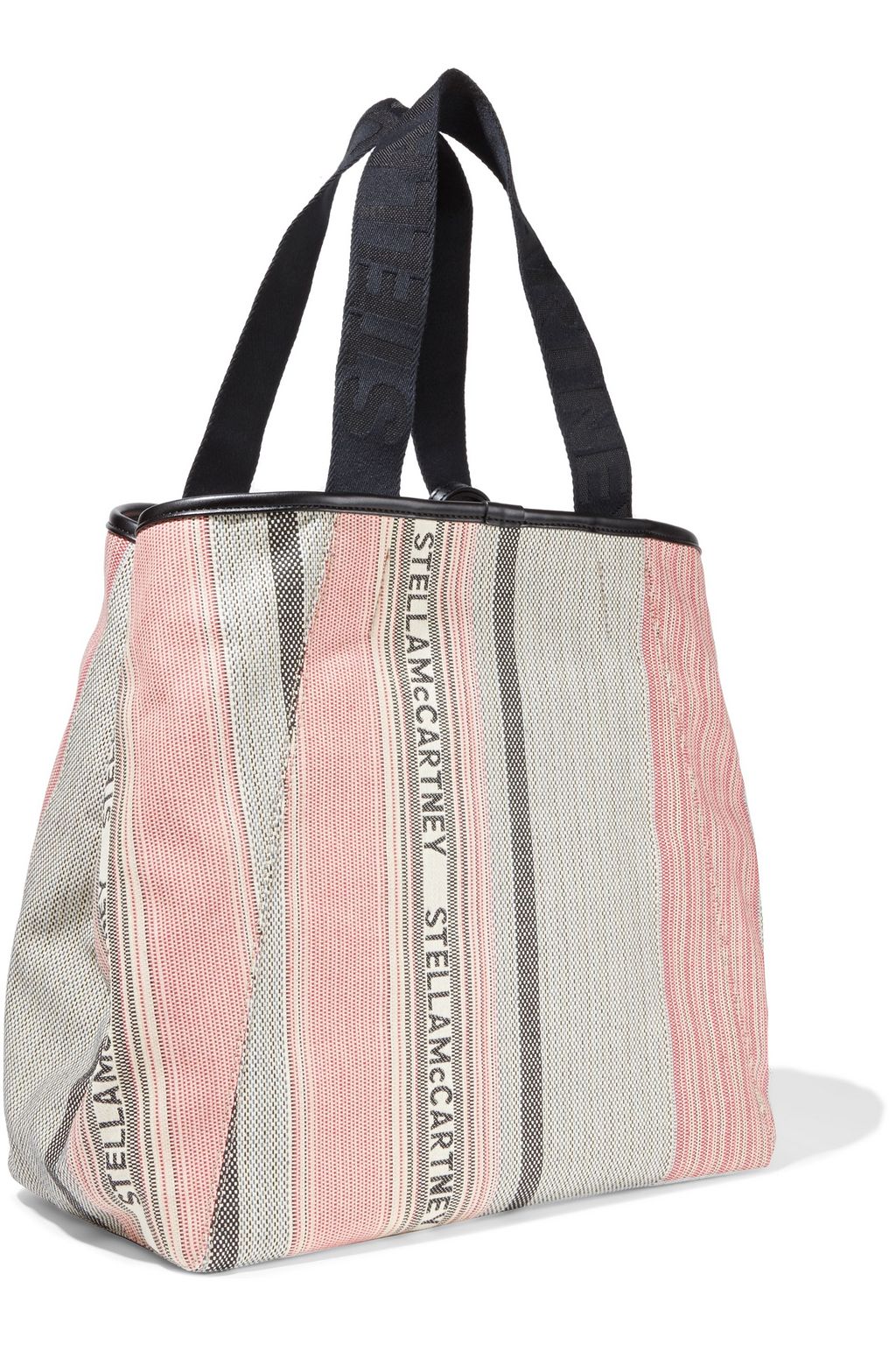 STELLA MCCARTNEY Faux leather-trimmed cotton canvas-jacquard tote