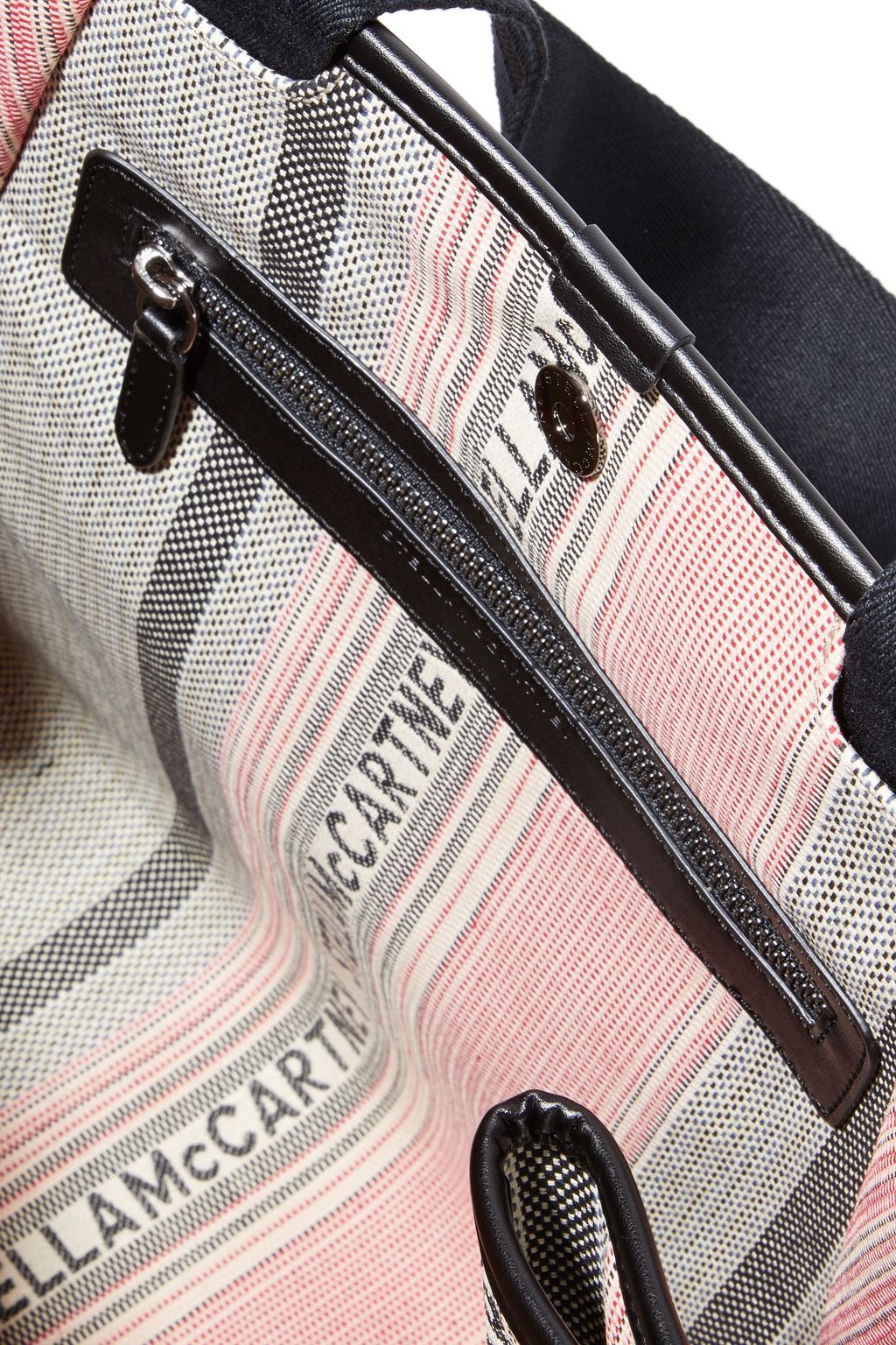 STELLA MCCARTNEY Faux leather-trimmed cotton canvas-jacquard tote