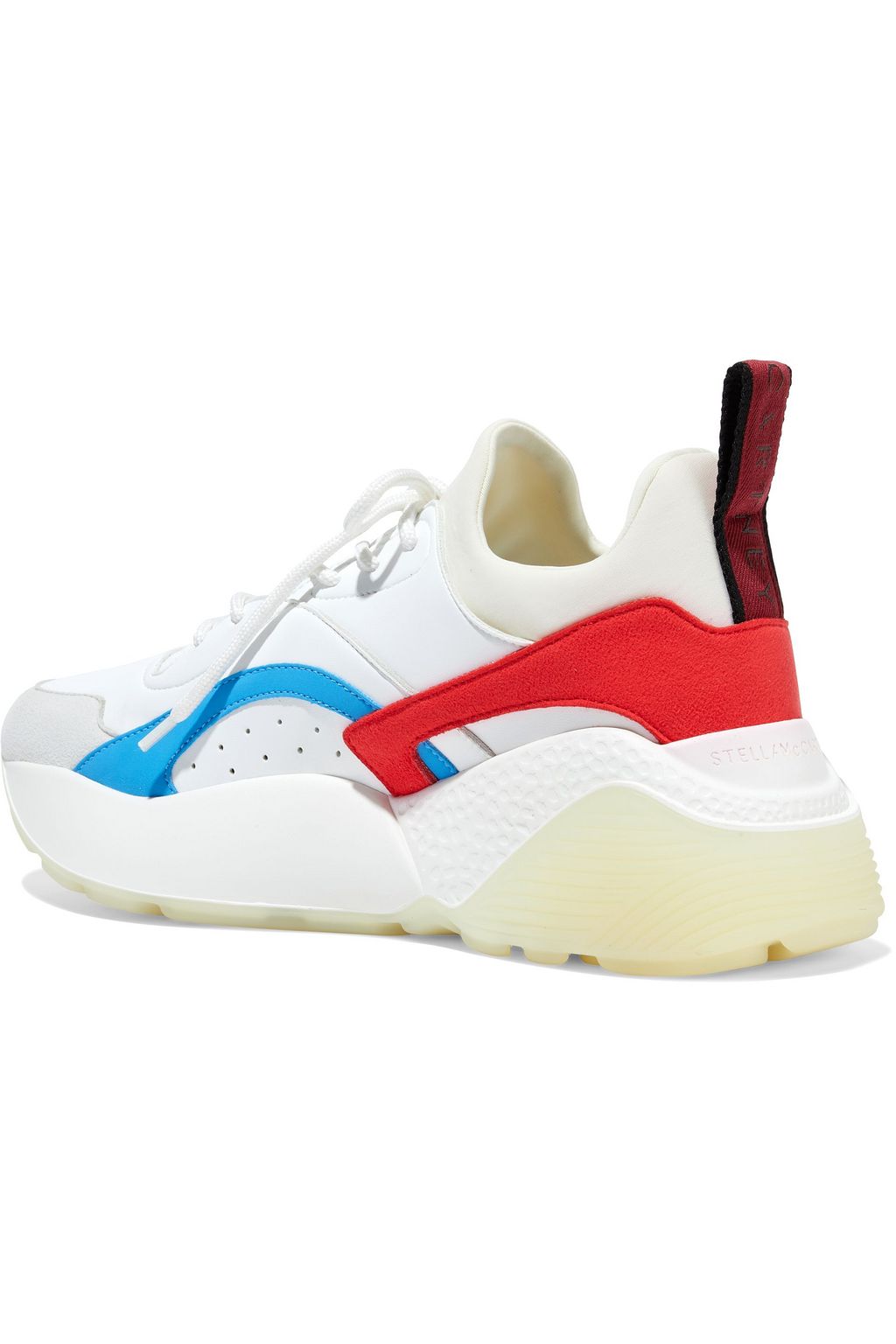 STELLA MCCARTNEY Eclypse neoprene, faux leather and suede exaggerated-sole sneakers