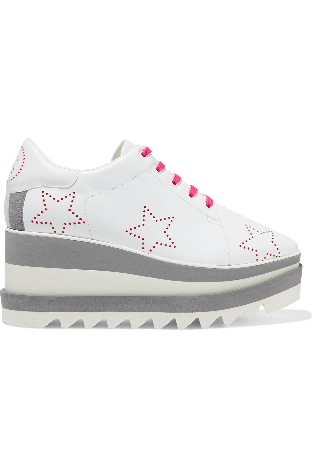 white faux leather platform sneakers