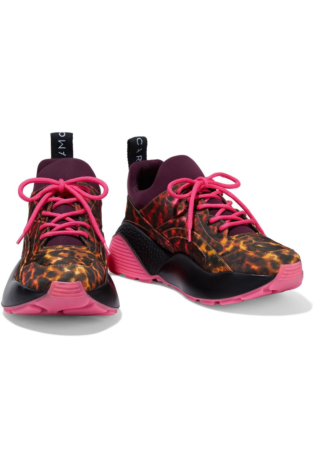 STELLA MCCARTNEY Eclypse leopard-print twill and neoprene exaggerated-sole sneakers