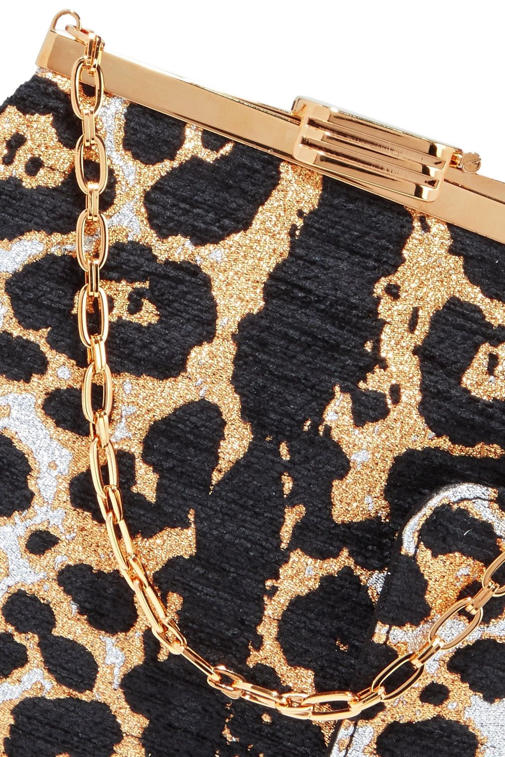 BIENEN DAVIS 5am metallic leopard-jacquard clutch