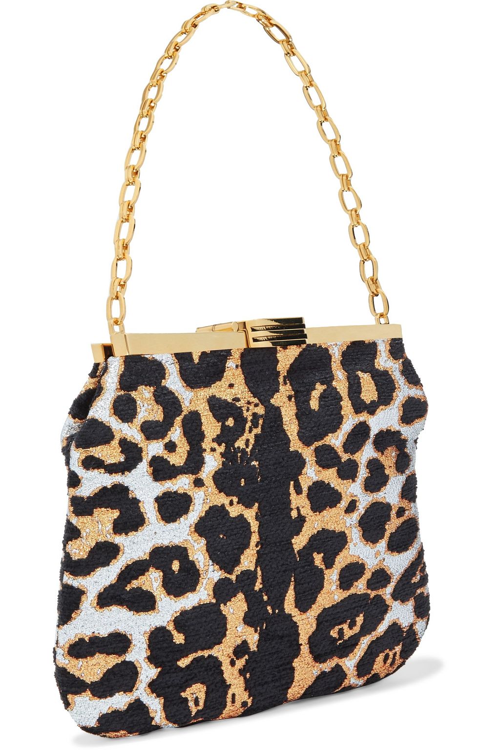 BIENEN DAVIS 5am metallic leopard-jacquard clutch