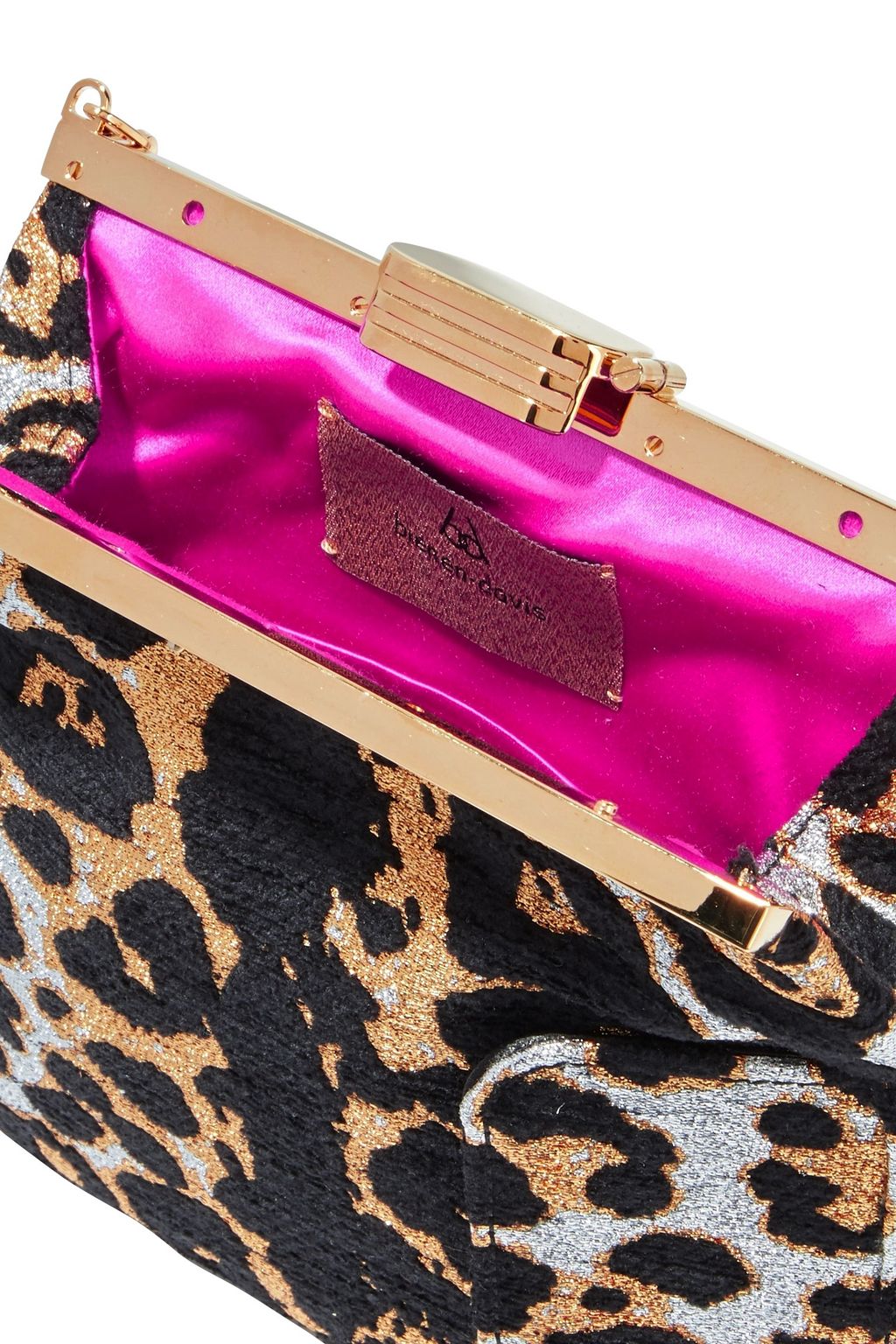 BIENEN DAVIS 5am metallic leopard-jacquard clutch