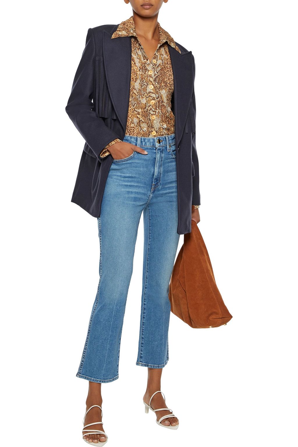khaite benny crop flare jeans