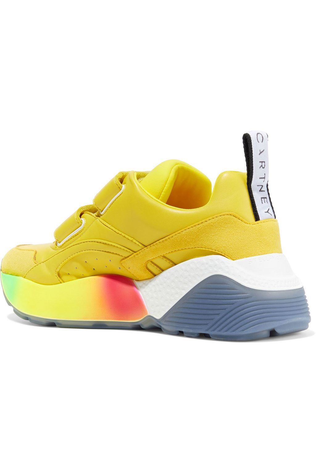 STELLA MCCARTNEY Eclypse neon neoprene, faux leather and suede exaggerated-sole sneakers