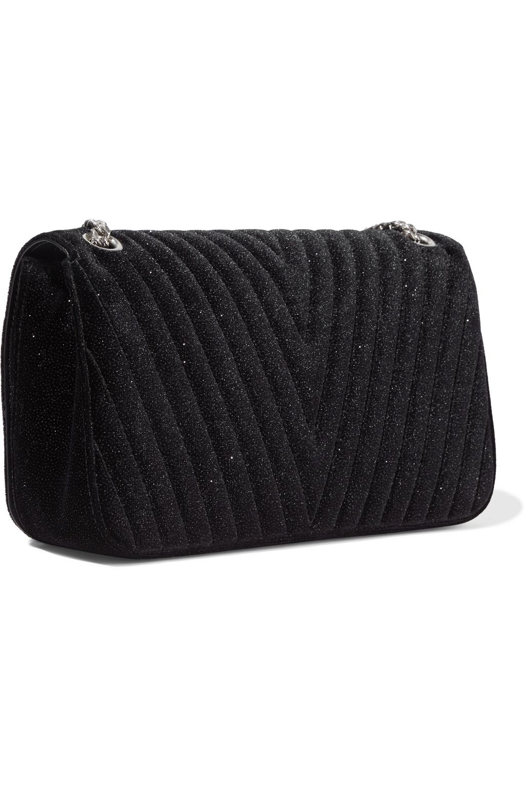STELLA MCCARTNEY Stella Star quilted glittered velvet shoulder bag
