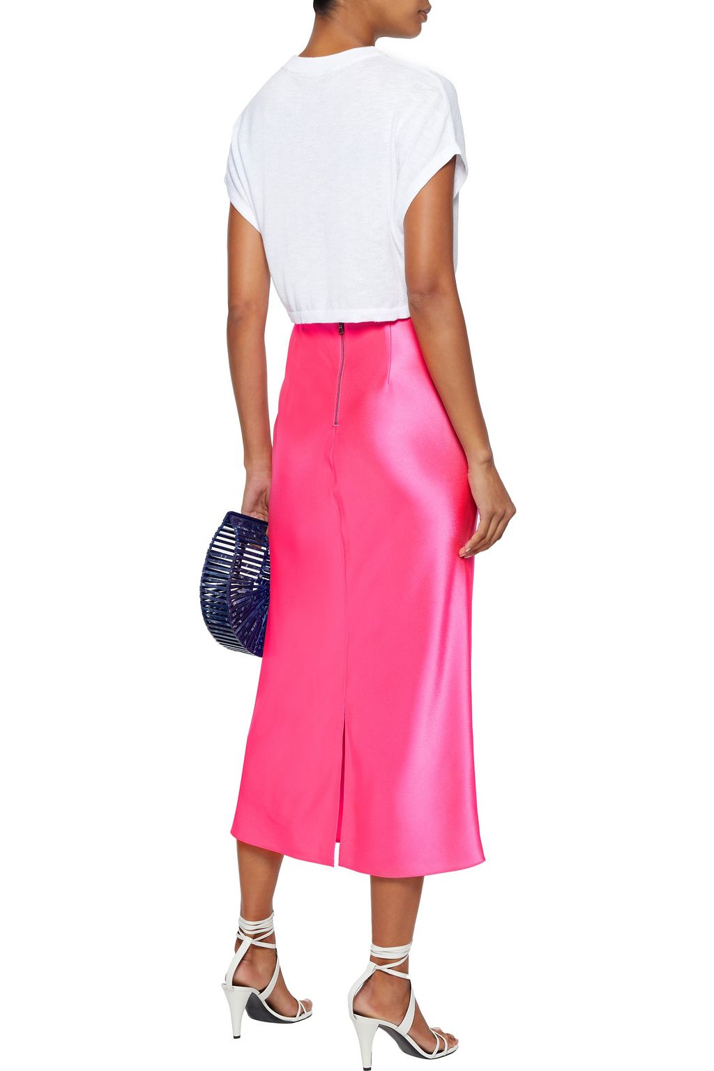 ALICE + OLIVIA Maeve satin-crepe midi skirt
