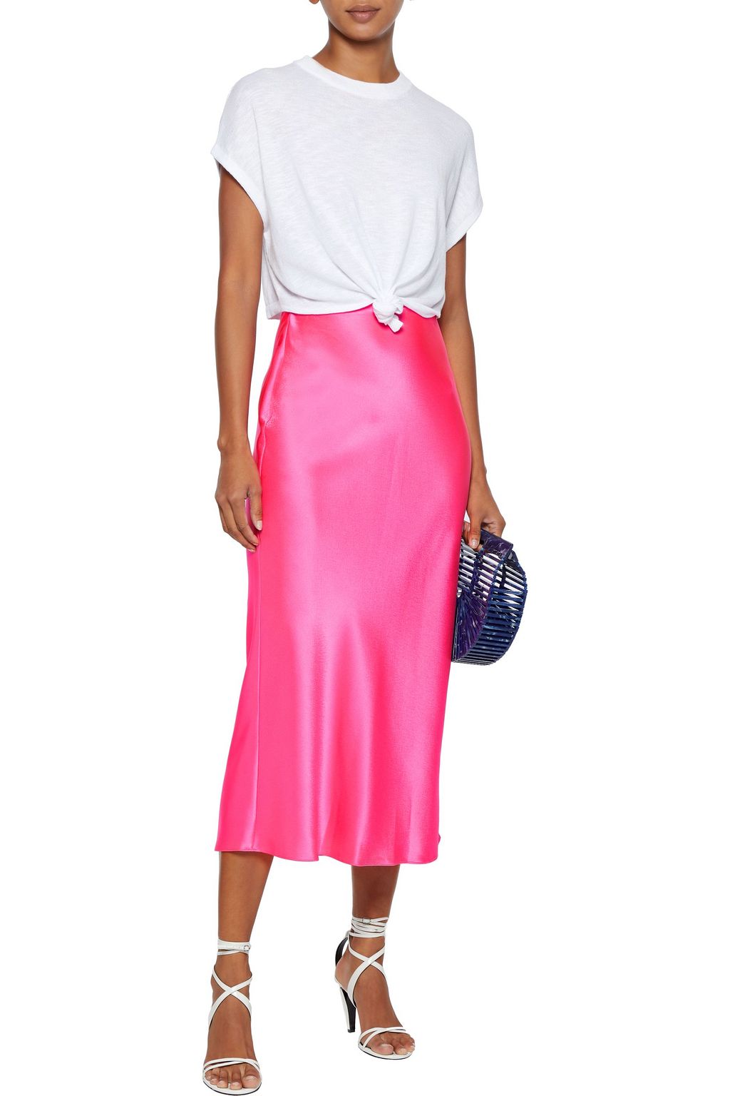 ALICE + OLIVIA Maeve satin-crepe midi skirt