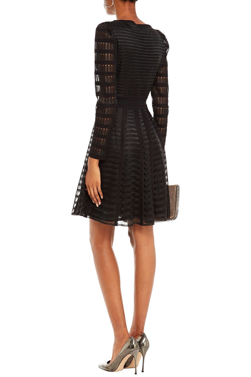 MCQUEEN Embroidered open-knit mini dress