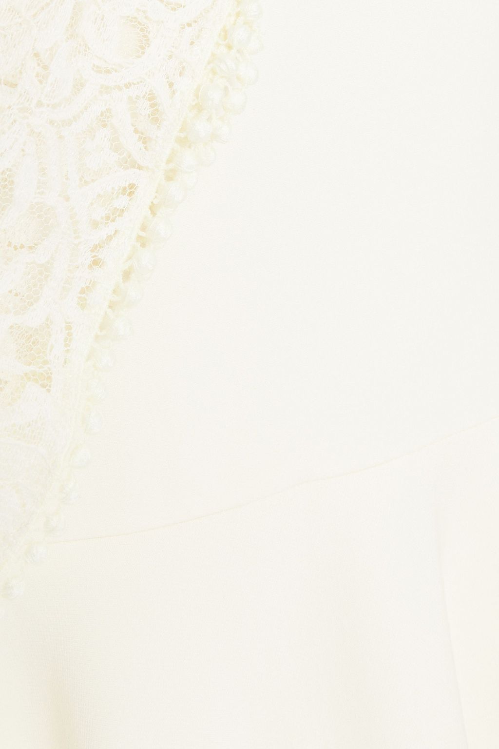MCQUEEN Lace-trimmed ruffled wool-blend crepe mini dress