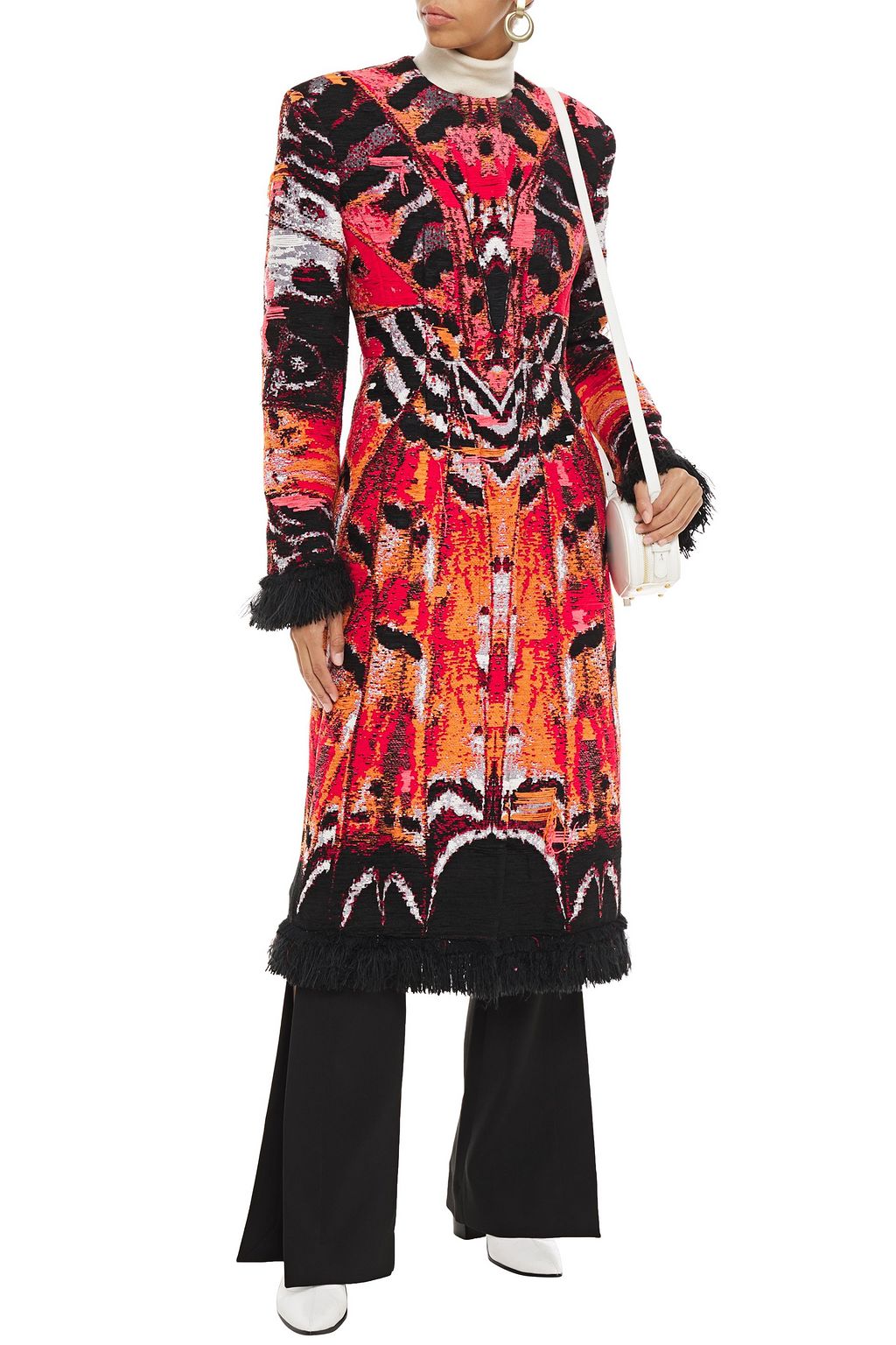 MCQUEEN Frayed jacquard coat