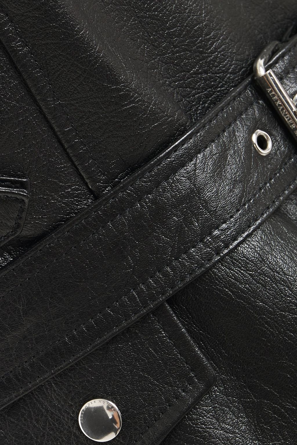 MCQUEEN Draped leather mini dress