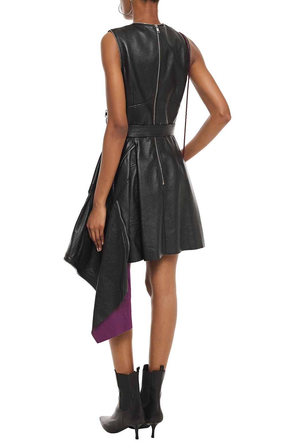 MCQUEEN Draped leather mini dress