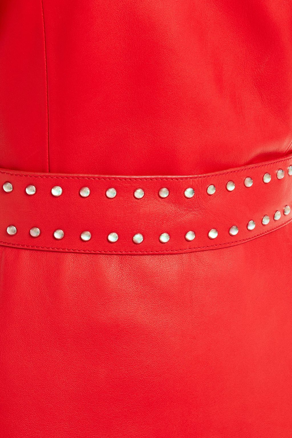 MCQUEEN Ruffled studded leather mini dress