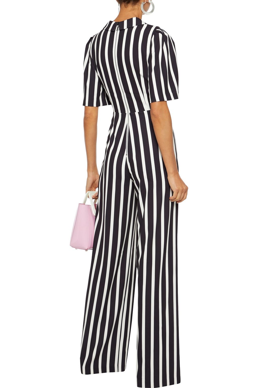 ALICE + OLIVIA Luana wrap-effect striped crepe wide-leg jumpsuit